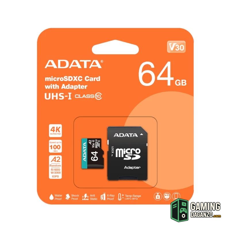 ADATA microSDXC/SDHC UHS-I U3 64GB c/adapt-Tarjetas memoria-1 Gamingdaganzo.com