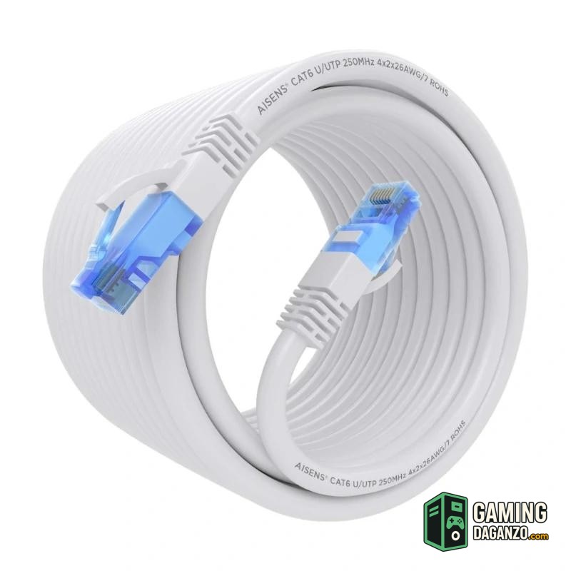 Aisens Cable RJ45 CAT.6 UTP AWG26 CCA Blanco 10m-Accesorios Redes-1 Gamingdaganzo.com