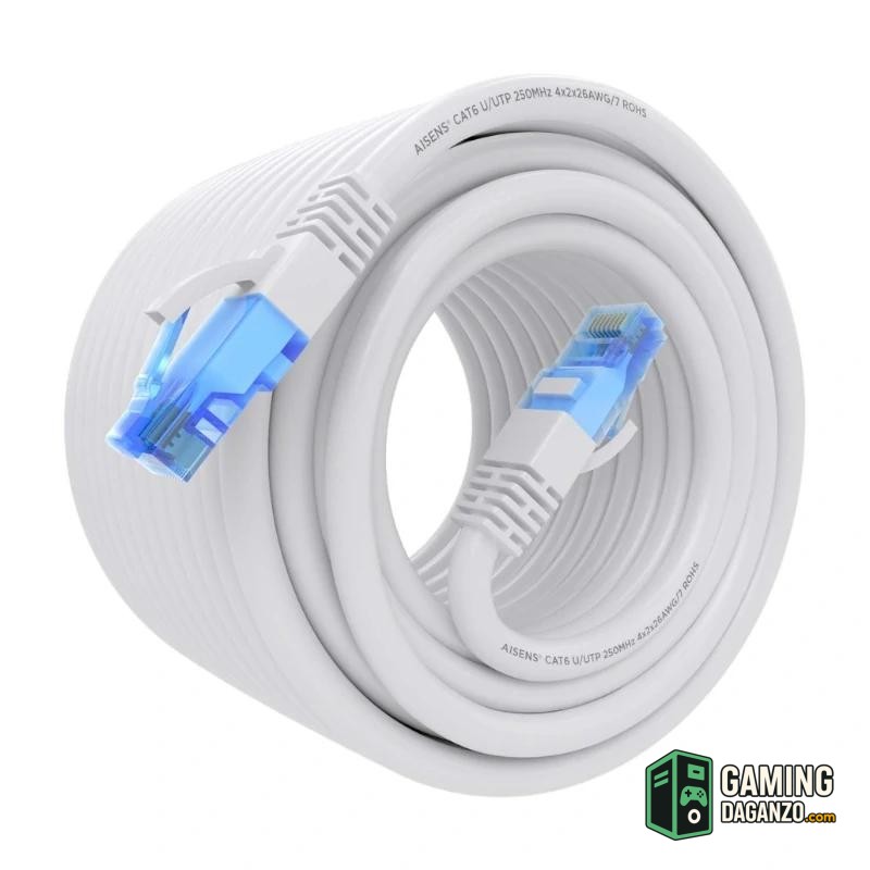Aisens Cable RJ45 CAT.6 UTP AWG26 CCA Blanco 20m-Accesorios Redes-1 Gamingdaganzo.com