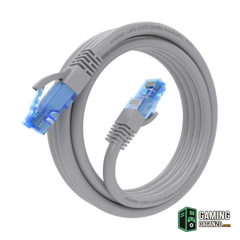 Aisens Cable RJ45 Cat.6 UTP AWG26 CCA Gris 2.0M-Accesorios Redes-1 Gamingdaganzo.com