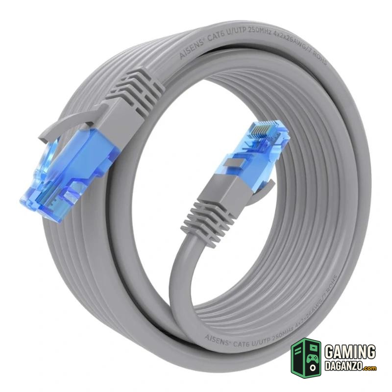Aisens Cable RJ45 Cat.6 UTP AWG26 CCA Gris 5.0M-Accesorios Redes-1 Gamingdaganzo.com