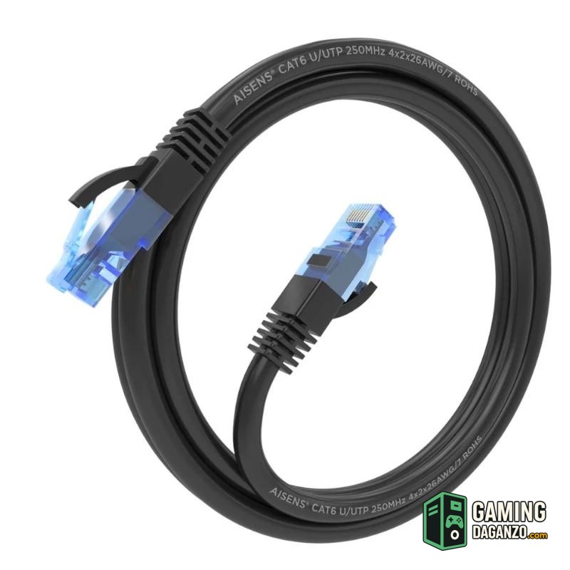 Aisens Cable RJ45 Cat.6 UTP AWG26 CCA Negro 1.0M-Accesorios Redes-1 Gamingdaganzo.com