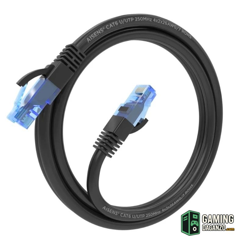 Aisens Cable RJ45 Cat.6 UTP AWG26 CCA Negro 2.0M-Accesorios Redes-1 Gamingdaganzo.com