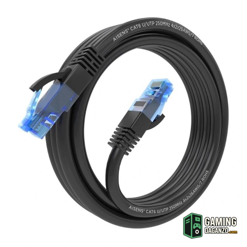 Aisens Cable RJ45 CAT.6 UTP AWG26 CCA Negro 3.0m-Accesorios Redes-1 Gamingdaganzo.com