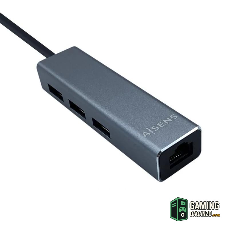 Aisens Conversor USB 3.0 Ethernet + 3 usb3.0 gris-Accesorios PC y TPV-1 Gamingdaganzo.com