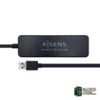 Aisens Hub USB 3.0 tipo A/M-4xtipo A/H negro 30cm-Accesorios PC y TPV Gamingdaganzo.com