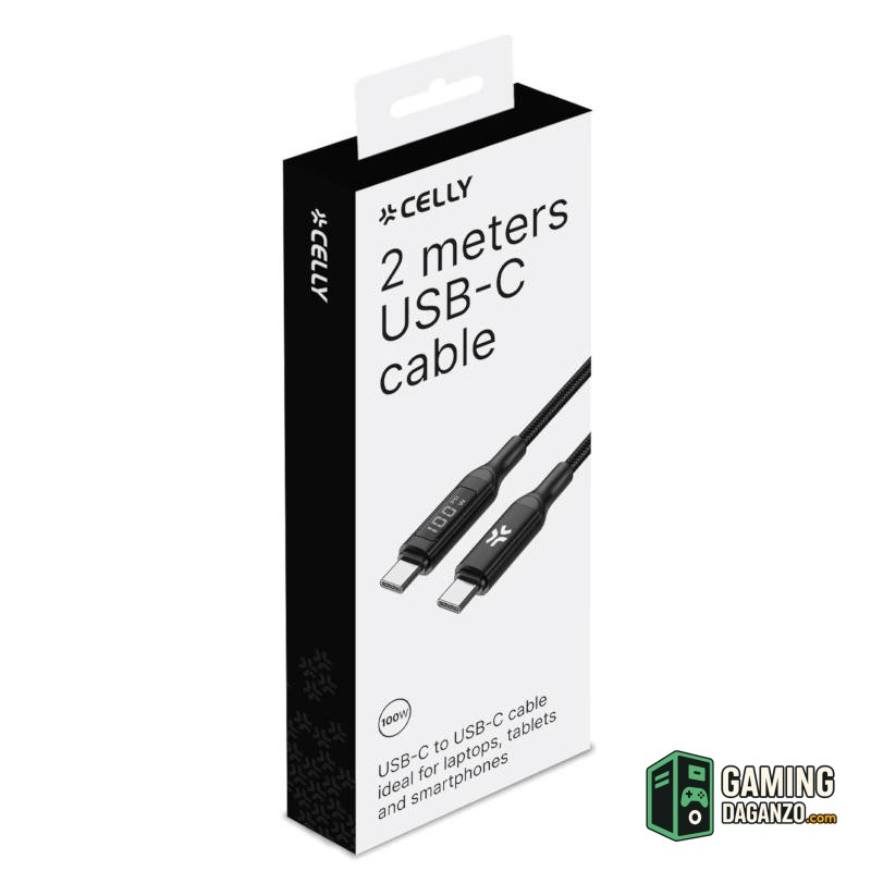 Celly Cable UsbC-UsbC2  2Mt Led BK 100w