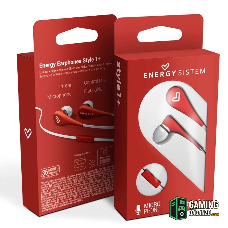 Energy Sistem Auricular Intrauditivo Style 1 Rojo-Audio-1 Gamingdaganzo.com