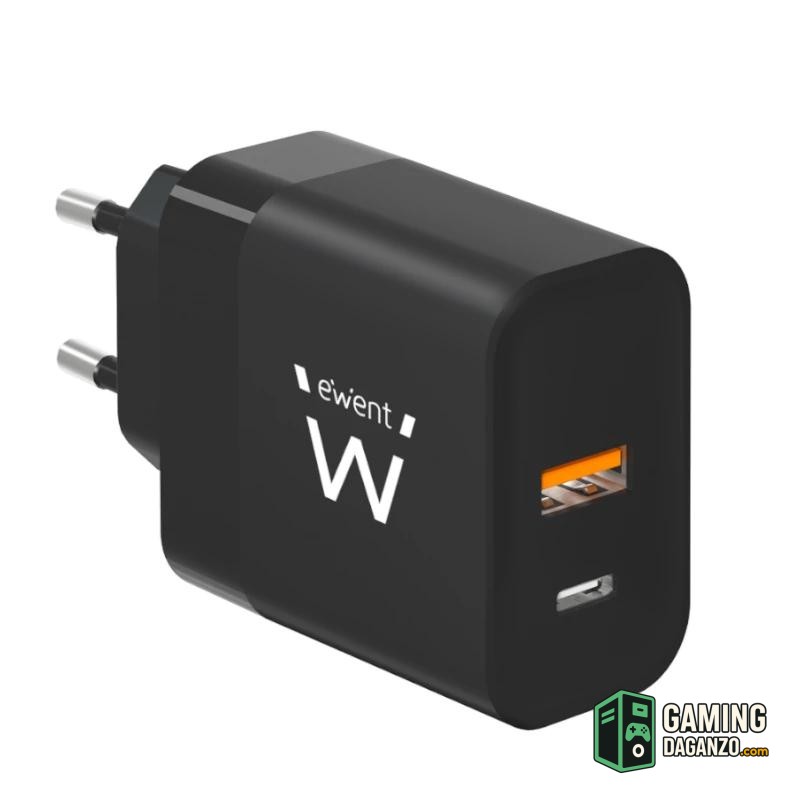 Ewent Cargador Rapido USB-A Y USB-C  GanFast 45W