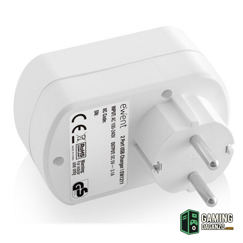 EWENT EW1211 Cargador 2 puertos usb 3.1A