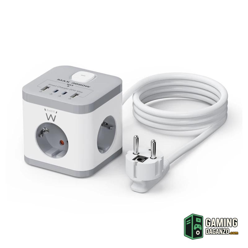 Ewent EW3863 Regleta 3 Tomas SHUCKO+2USB-A+2USB-C