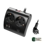 EWENT EW3871 Regleta 2  Shucko 2 Usb-A 1 Usb-C Neg
