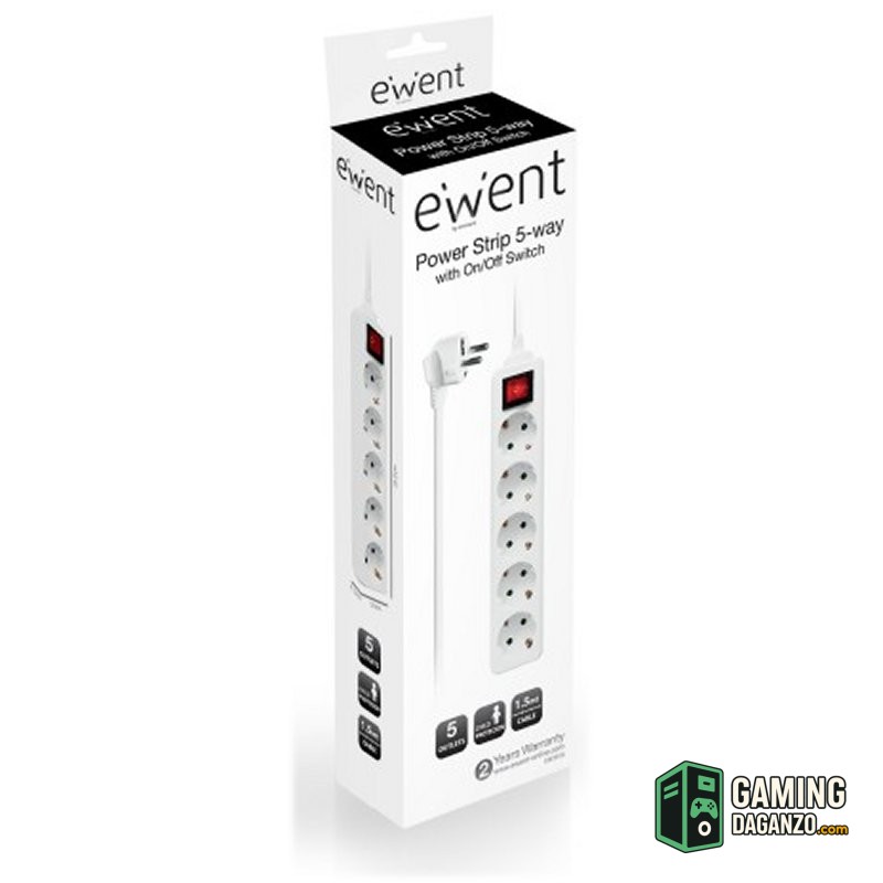 EWENT EW3916  Regleta 5 Tomas / 1 interruptor 1.5m