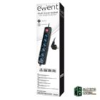 Ewent EW3924 Regleta 6 tomas con proteccion Negro