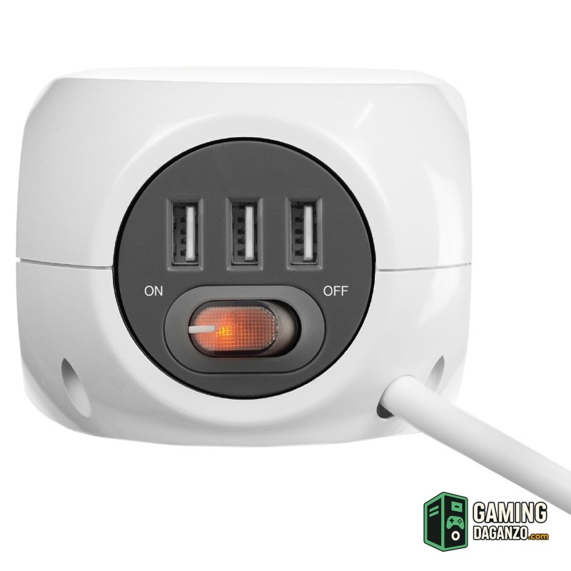 Ewent EW3939 REGLETA CUBO 3 TOMAS/3 USB BLANCO