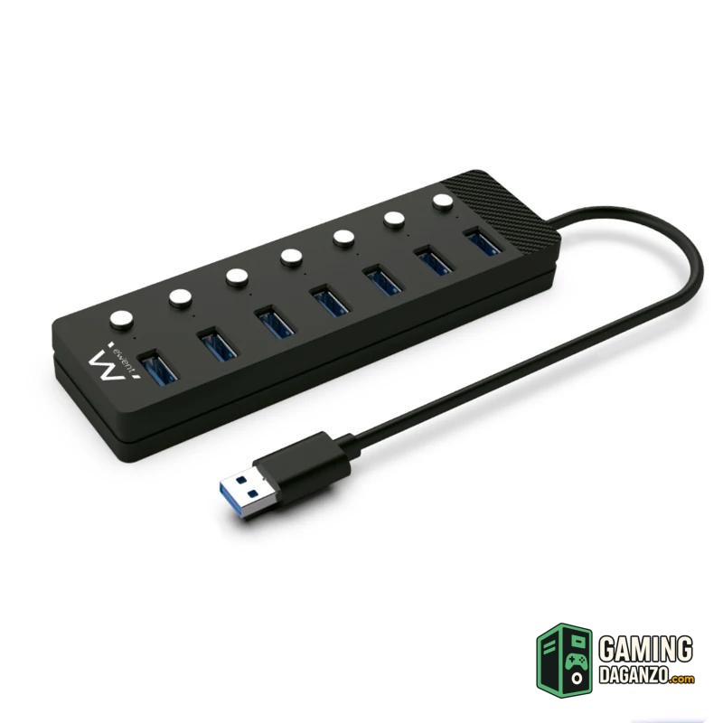 EWENT Hub usb-usb-c 7 ptos interruptor c/alimen.
