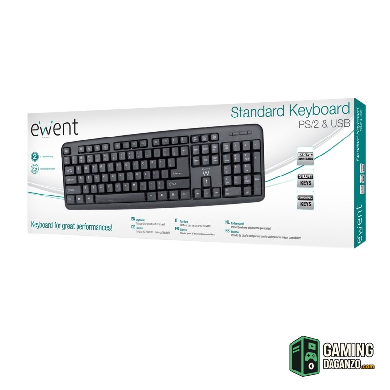Ewent Teclado Slim EW3109 usb Negro-Teclados y ratones-1 Gamingdaganzo.com