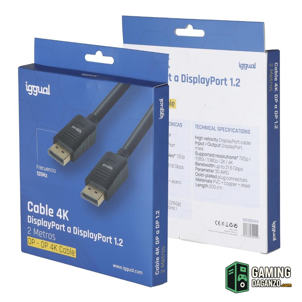 iggual Cable DisplayPort (M) 1.2 4K@60hz 2 metros-Accesorios Imagen y Sonido-1 Gamingdaganzo.com