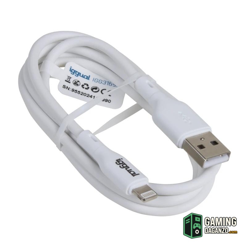 iggual cable USB-A/Lightning 100 cm blanco