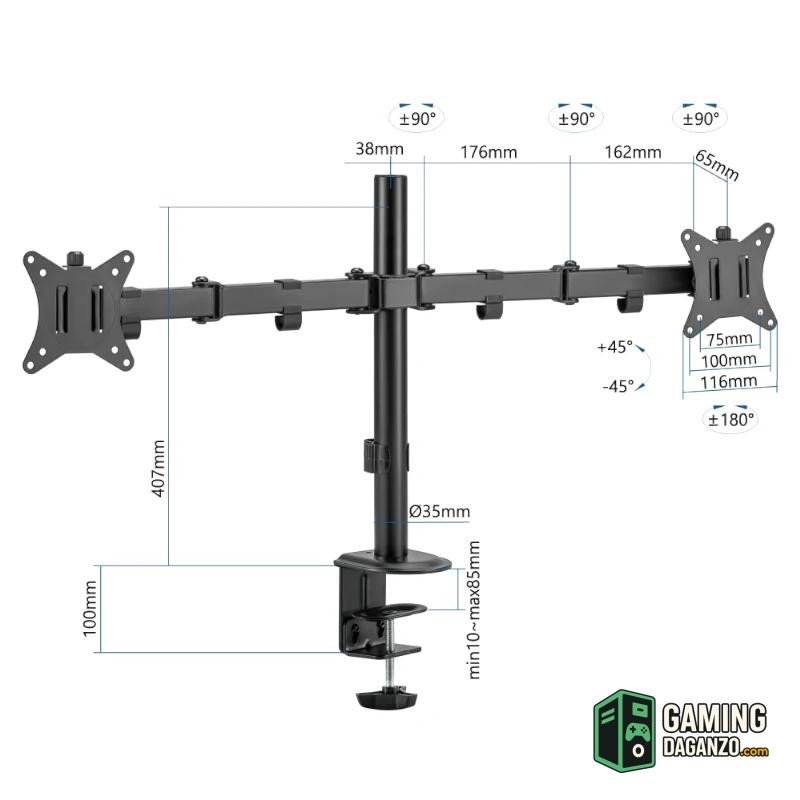 iggual SPM02 Soporte pinza 2 monitores 17"-32"-Accesorios Imagen y Sonido-1 Gamingdaganzo.com