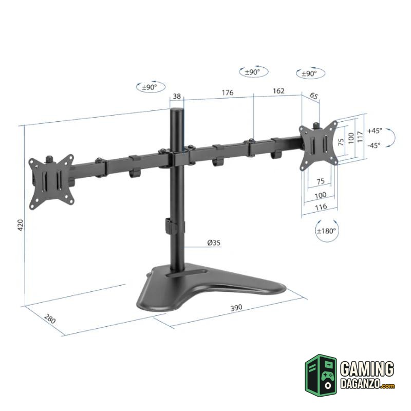 iggual SSM02 Soporte sobremesa 2 monitores 13"-32"-Accesorios Imagen y Sonido-1 Gamingdaganzo.com