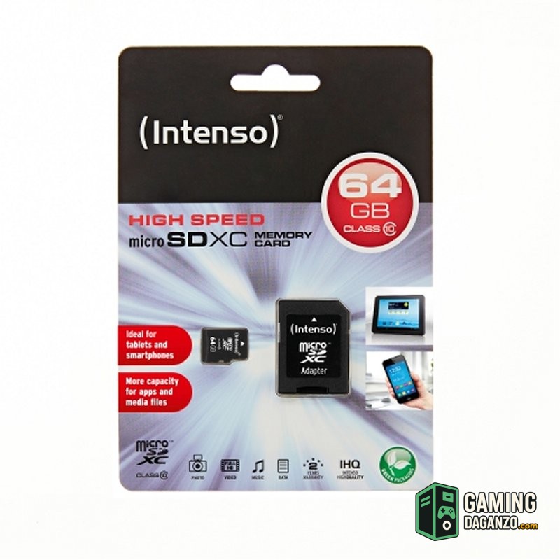 Intenso 3413490 Micro SD clase 10 64GB c/adapt-Tarjetas memoria-1 Gamingdaganzo.com