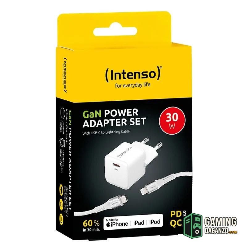 Intenso | KIT Cargador GaN W30C + Cable Lightning