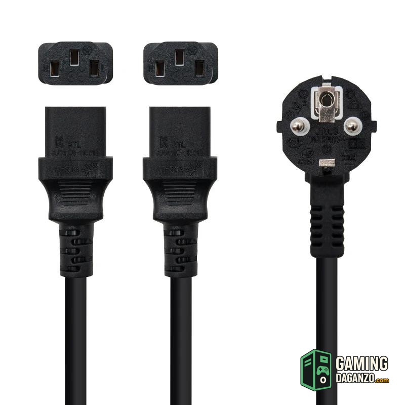 Nanocable Cable aliment. CEE7/M a 2xC13/H 1,8m-Accesorios PC y TPV-1 Gamingdaganzo.com
