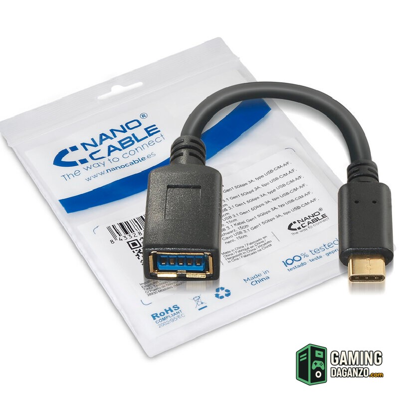 Nanocable Cable USB 3.1 Gen1 3A, USB-C/M-A/F, 15cm-Accesorios PC y TPV-1 Gamingdaganzo.com
