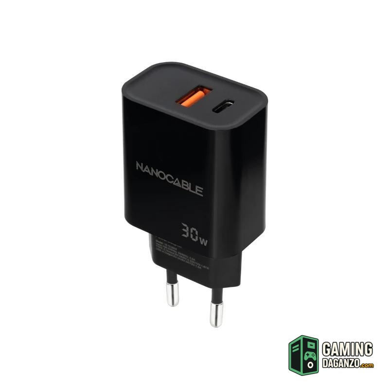 Nanocable Cargador USB-C/PD+USB-A/QC 30W Negro