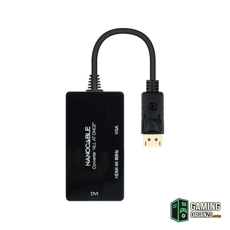 Nanocable Conversor DP a HDMI/DVI/VGA Negro 20 cm-Accesorios Imagen y Sonido-1 Gamingdaganzo.com