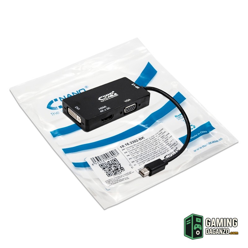 Nanocable Conversor Mini Displayp/VGA/DVI/HDMI 3E-Accesorios Imagen y Sonido-1 Gamingdaganzo.com