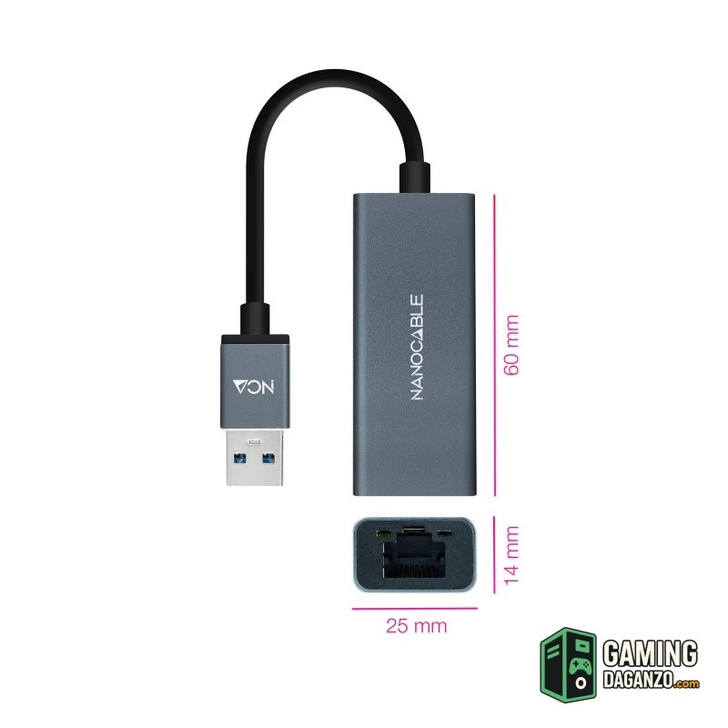 Nanocable Conversor USB 3.0 A Ethernet Gigabit-Accesorios Redes-1 Gamingdaganzo.com