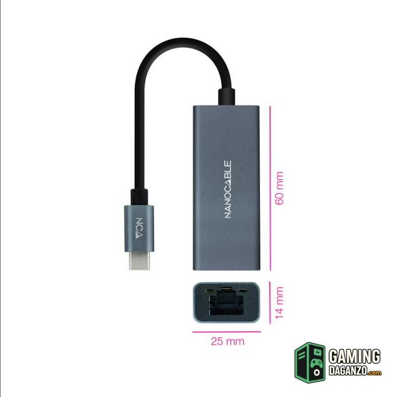 Nanocable Conversor USB-C Ethernet Gigabit-Accesorios Redes-1 Gamingdaganzo.com