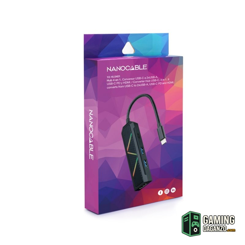 Nanocable Hub USB-C 4 en 1 USB-A+USB-C+HDMI-Accesorios Imagen y Sonido-1 Gamingdaganzo.com