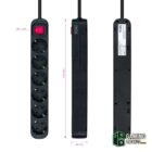 Nanocable Regleta 6 tomas con interruptor Negro