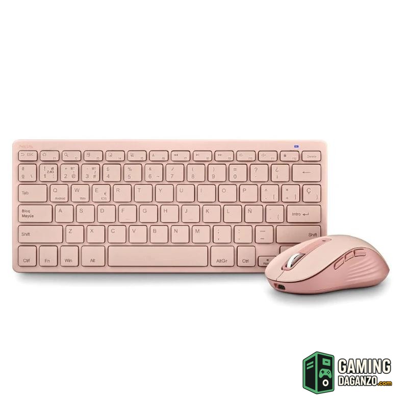 NGS KIT TECLADO Y RATON MULTIFUNCION RECARG ROSA-Teclados y ratones-1 Gamingdaganzo.com