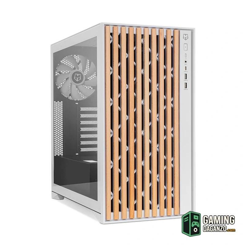 Nox Semitorre HUMMER ELEMENT madera blanco Type-C-Cajas y fuentes-1 Gamingdaganzo.com