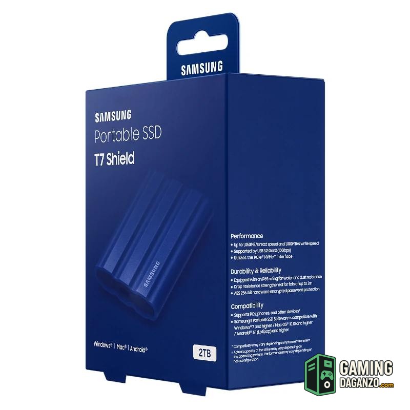 Samsung T7 Shield SSD Externo 2TB NVMe USB3.2 Azul-Almacenamiento externo-1 Gamingdaganzo.com