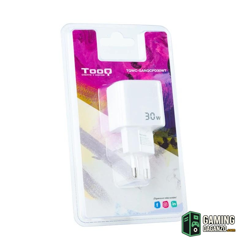 TOOQ Cargador pared GAN USB-C/USB-A 30W
