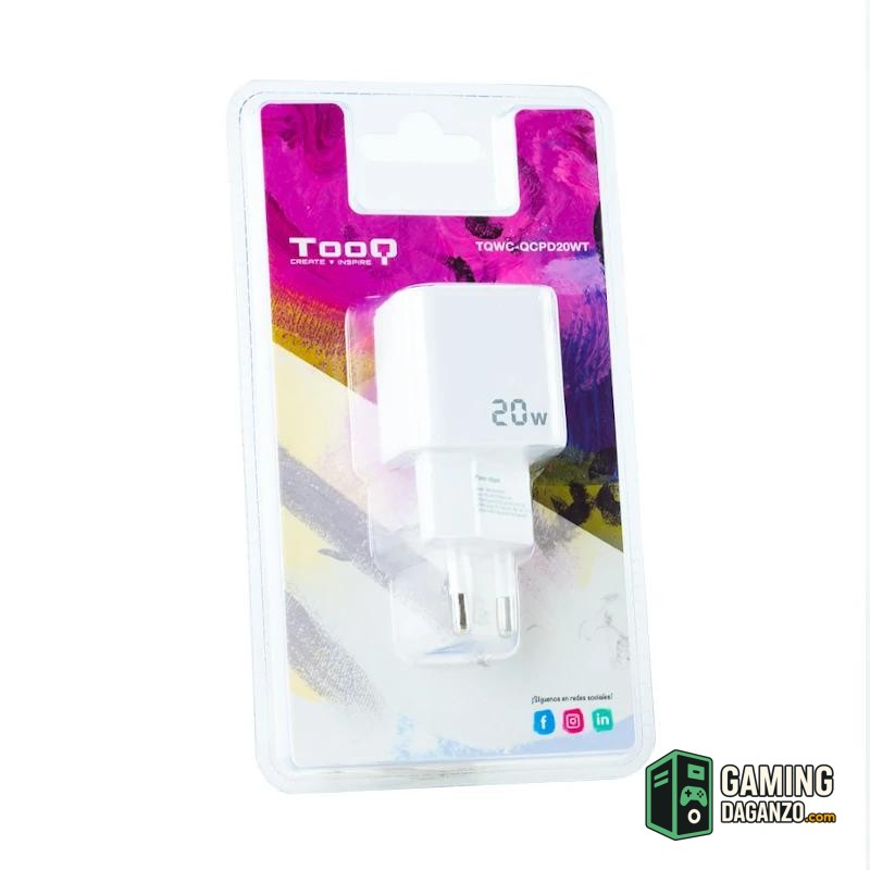 Tooq Cargador pared USB-C/PD+USB-A/QC 20W