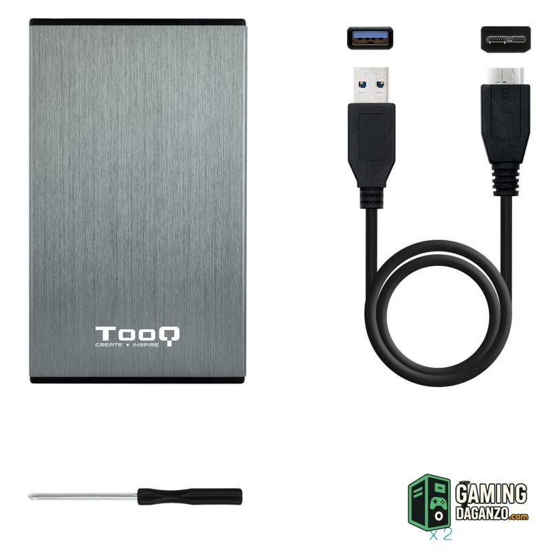 Tooq TQE-2527G Caja HDD 2.5" USB 3.1 Gen1/USB 3.0-Accesorios Almacenamiento-1 Gamingdaganzo.com