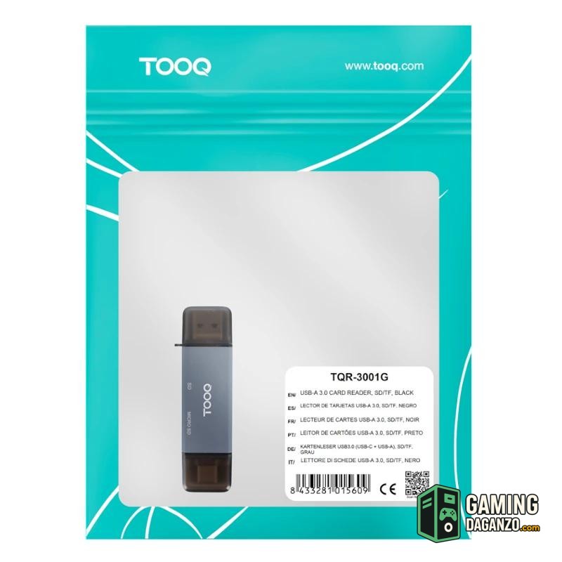 Tooq TQR-3001G Lector USB3.0 (USB-C+USB-A) SD/TF-Lectores tarjetas-1 Gamingdaganzo.com
